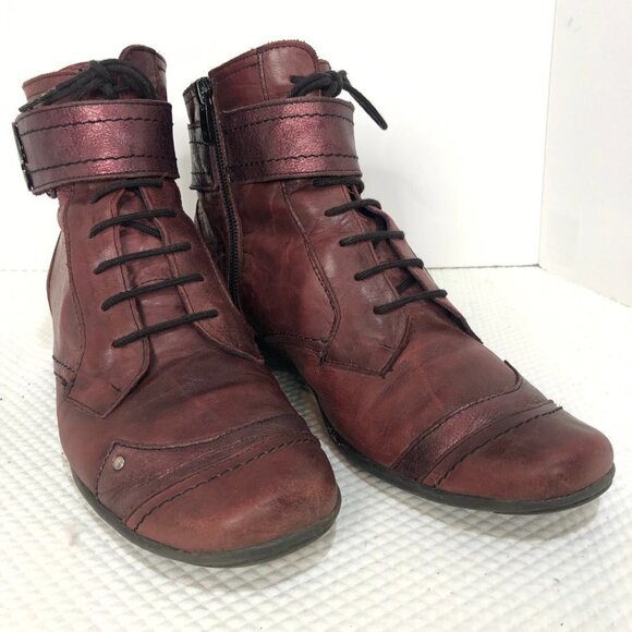 DORKING by Fluchos Agata Red Leather Ankle Booties Size 38 (7.5) - Picture 4 of 14